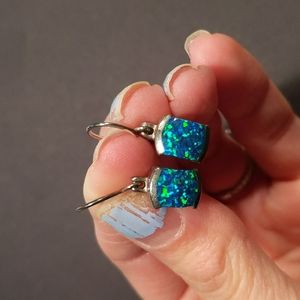 Blue Turquoise Opal Earrings